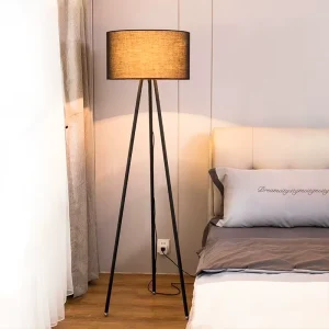 European Luxury Drum Fabric Floor Lamp Shade Tripod Hotel Home Modern LED Floor Light Classic Floor Light