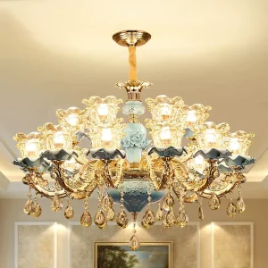 European Modern Crystal Chandelier, Decorative Ceiling Light Fixture, for Hotel Lobby, Dining Room, Bedroom, Foyer