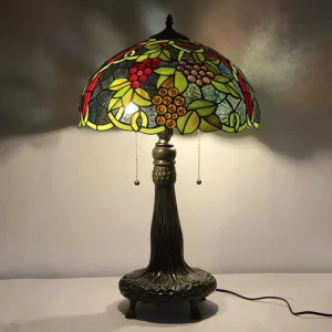 European Stained Glass LED Adjustable Flexible Table Lamp Bedside Reading Lamp 2-Light 16Inch Wide Traditional