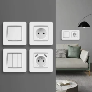 European Standard Recessed Retro Switch Sockets EU USB Type A 82*82mm PC Plate Wall Mounted Power Outlet 16A 250V