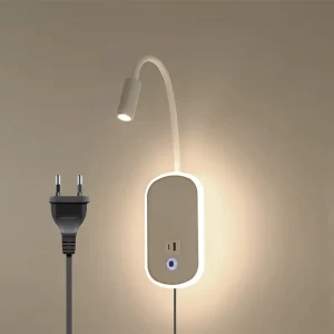 European Standard White Hose Wall Lamp Modern Minimalist Gooseneck Mounted Hotel Bedside Lamp Bedroom Reading Led Spotlight