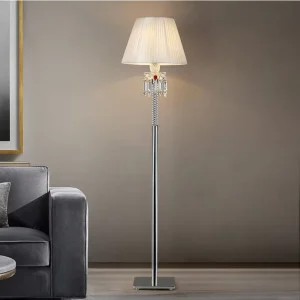 European Style Crystal Luxury Floor Lamp for Bedroom Living Room Villa Beauty Salon Standing Light Source Black Pink White Shade