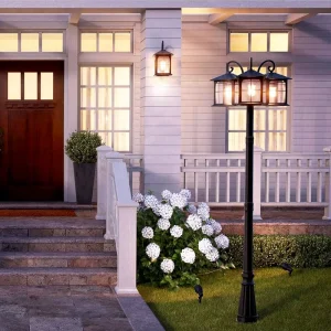 European Style Outdoor LED Street Lighting IP65 Waterproof Vintage Aluminum Pole Garden Light