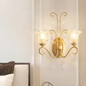 European Style Wall Lamp Hotel Bedroom Corridor Glass Lampshade Wall Lamp American Style Living Room Crystal Wall Light