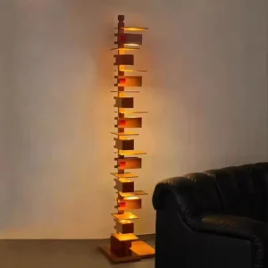 European Wood LED Floor Lamp Nordic Stand Lights Living Room Bedroom Hotel Retro Minimalist Artistic Floor Light