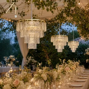 European Wrought Iron Electroplated Crystal Bead Curtain Chandelier Pendant
