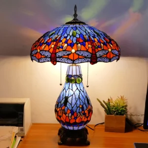 European and American Style Rural Retro Style Green Handmade Colored Glass Bedroom Study Living Room Desk Lamp