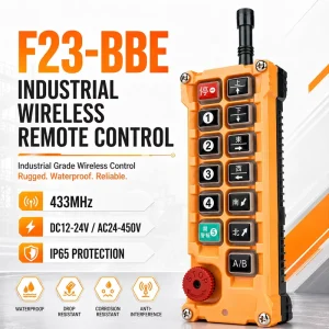F23-BBE 11-Button Industrial Wireless Remote Control Switch 433MHz Long-Distance Remote for Crane Hoist AC/DC