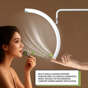 FOSOTO Aluminum Lash Light Beauty Lamp Cosmetics Half Moon Light with Fan LED Photography Ring Light Floor Beauty Salon