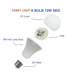 Fabby Light LED Bulbs Raw Materials Parts DOB Driver Design 3W 5W 7W 9W 12W 15W 18W 20W 24W 30W 40W CKD SKD Bulb Factory