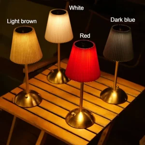 Fabric Metal Table Lamp LED Rechargeable Touch Control USB Atmosphere Night Light for Bedroom