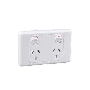 Factory Australian Standard New Zealand 10A Double Power Points SAA Approved 250V PC Wall Switch Socket IP41
