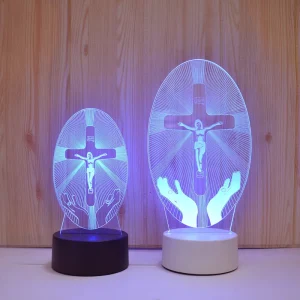 Factory Big-Size Christian Jesus 3D Acrylic LED Night Light