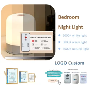 Factory Custom LOGO LED Soft Warm White Bedroom Night Light Rechargeable Battery Touch & Remote Control Light