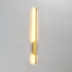 Factory Customization Golden Long Strip Tubular Wall Lamp for Bedroom Beside Corridor Background Stair Surface Mounted