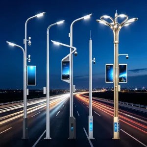 Factory Customized Outdoor Smart City Street Light Pole with CCTV LED Screen for Highways