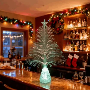 Factory Design Portable Multicolor Changing Gradient Led Fiber Christmas Tree Table Light Home Bar Ambience Decor Night Light