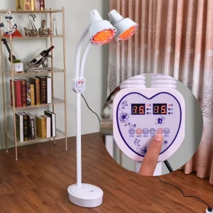 Factory Direct Beauty Salon Equipment Double Head Electric Infrared Floor Baking Lamp Movable Vertical Home Use