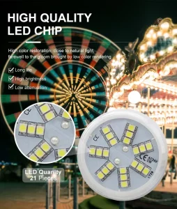 Factory Direct China IP65 AC24V 2W 21 LED Single Color Multi Color Temperature LED Point Light E14 Bulbs Fun Amusement Theme