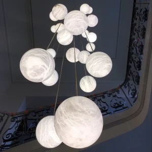 Factory Direct Customized Ceiling Light Luna Alabaster Chandelier Living Room Stairwell Ceiling Lamp