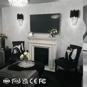 Factory Direct Decor Indoor Luxury Black Iron Crystal Wall Lamp LED Lighting Fixture