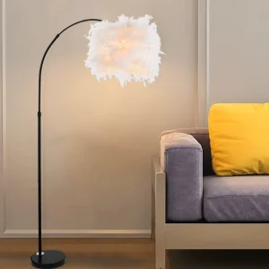 Factory Direct European Iron Adjustable Height Floor Lamp with LED and Pink Shade