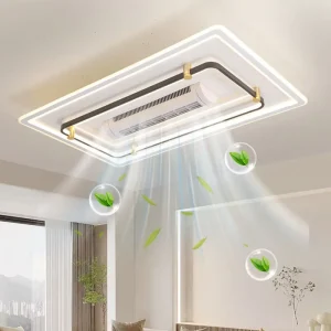 Factory Direct Indoor Dimmable Bladeless Acrylic LED Ceiling Fan Light with Remote Control for Living Room Bedroom