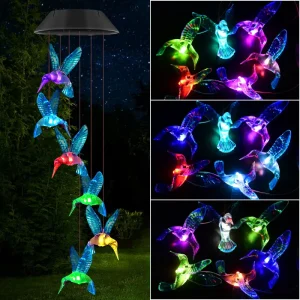 Factory Direct LED Monocrystalline Solar Garden Landscape Light Wind Chime Hanging Night Scene Featuring Butterfly Dragonfly
