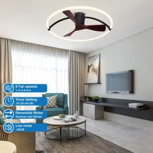 Factory Direct Sale 33 Inch 3 Solid Wood Blades CB CE Approved Remote Control Modern LED Ceiling Fan Light