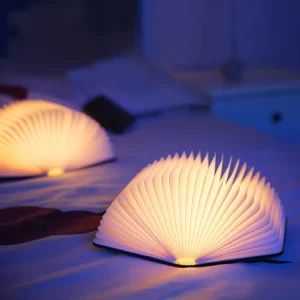 Factory Direct Sale Customizable Wooden Book Lamp 5 Colors Table Night Lamp Foldable Paper LED Book Light