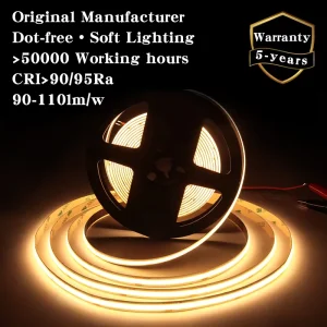 Factory Direct Sales LED COB Strip Light 24V 12V CE FCC RoHS High Brightness 90RA Super Flexible for Indoor Room Display Cases