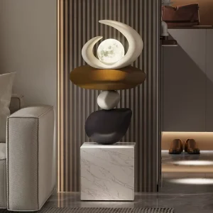 Factory Direct Stone Sculpture LED Floor Table Lamp Resin Craft Customizable Home Decor Office Ornament Livingroom Decoration