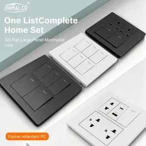 Factory Extra-Thin 120×120 5/6 Gang UK Thailand Philippines Light Switch with USB Type-C 10A 13A