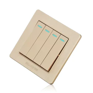 Factory Gold 250V 16A 4 Gang 2 Way Electrical Wall Switch for Home Hotel Apartment Villa and Building