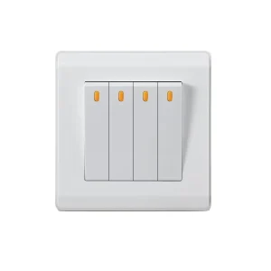 Factory High Quality White PC Panel Economic Electric Wall Switch 4 Gang 1 Way Switch