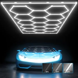 Factory LED Hexagon Garage Lighting Honeycomb Ceiling Light Panels for Auto Detailing Workshop