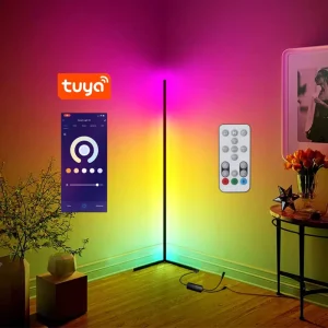 Factory New Design Nordic Modern Remote App Control Tripod Lighting Bedroom Living Room Standing RGB LED Corner Floor Lamp