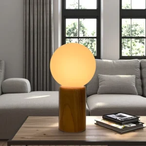 Factory Night Table Lamp Room Lamp Personality Art Nordic Restaurant Lamp Wood Base and Glass Ball Light