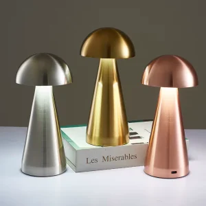 Factory OEM 3CCT Modern Metal Rechargeable DC LED Mushroom Desk Table Lamp Cordless Touch Dimmable Type C Battery