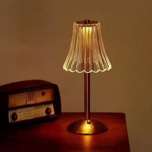 Factory Promotion LED Retro Metal Table Lamp with DC Flexible Cord, Cordless Touch Control, Acrylic Warm Light