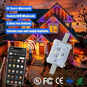 Factory Smart WiFi Controller 6-LED Outdoor Permanent Christmas Lighting IP68 Eave Track RGBW Point Lights