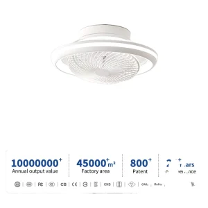 Factory Smart Wooden Ceiling Fan with Remote Control 7 Blades and Dimmable 3-Color LED Light