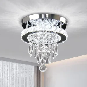 Factory Supplier Crystal Ceiling Light Modern Round Creative Balcony Entry Celling Chandeliers for Hallway Lighting Fixture