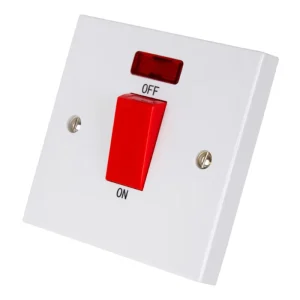 Factory Supply 13A 1 Gang 1 Way UK BS Wall Switch 45A Neon LED Bath Cooker Switch
