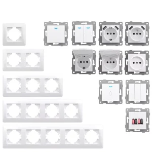 Factory Supply EU Standard PC Material 220 250V Push Button Flush Mounted Electrical Home Use Electric Light Wall Switch Socket
