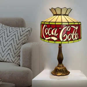Factory Supply Red Handmade Stained Glass Resin Table Lamp European Design LED Filament Bulb Eye Caring Feature 12” Small Size