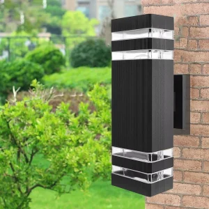 Factory Waterproof Outdoor Black Garden Light Square up and Down Lights Surface Mounted LED Wall Lights for Home Porch Garage
