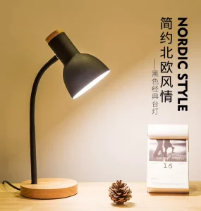 Factory Wood Table Lamp Nordic Metal Modern Led Desk Lamp With E27 Bulb for Study Reading Working