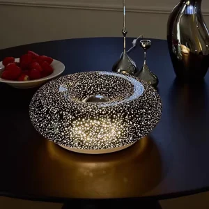 Factory direct Sale Chinese style Black Orange Starry Night Donut Shaped Glass Touch Sensitive Table Lamp Perfect Birthday Gift