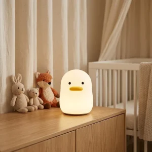 Farmhouse Silicone LED Night Light Sleep Lamp Touch Switch Dimmable Eye Protection White Shade
